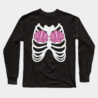 Cute Pregnant Mermaid baby Skeleton Halloween Long Sleeve T-Shirt